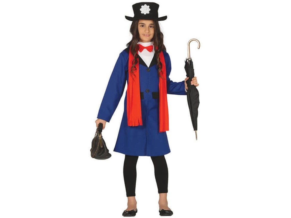 Disfraz de Niña DISFRAZZES Niñera Victoriana Vestido Azul (Talla: 5 a 6 años)