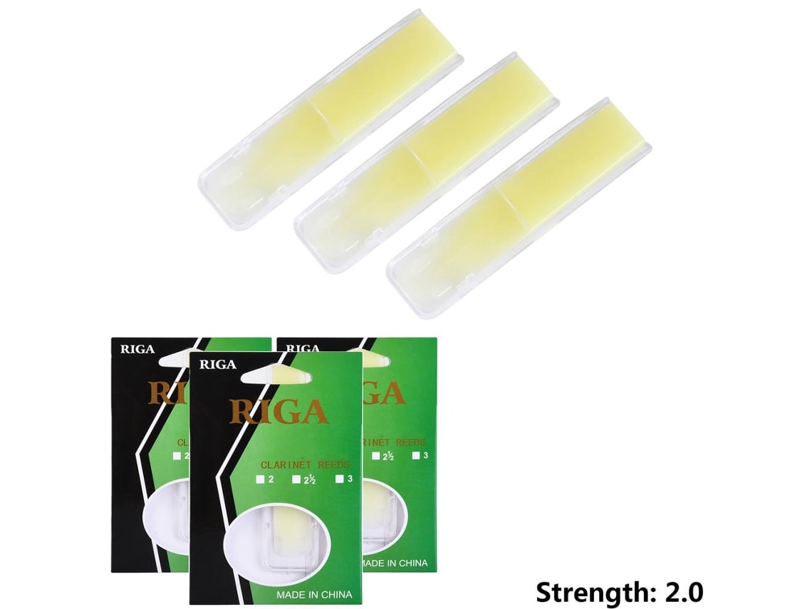 3pcs Palheta De Clarinete Resina Sintética Força 1.5/2.0/2.5 Com Capa Protetora