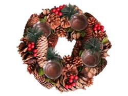 Portavelas Navideño Con 4 Velas Para La Decoración De La Mesa Navideña.