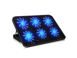 Base Para Enfriamiento De Portátil Con 6 Ventiladores De Alta Velocidad Soporte Estable Antideslizante Negro