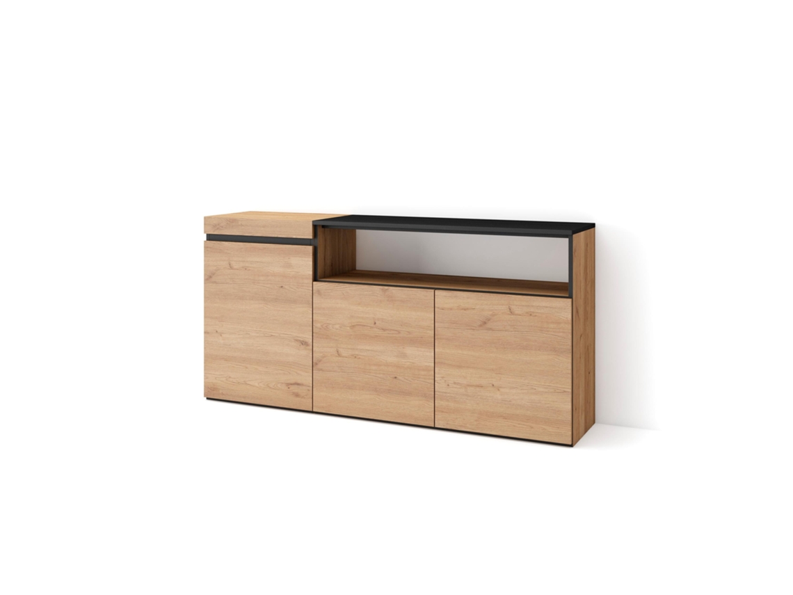Aparadores para salón 150x75x35cm 3 Puertas Armario zapatero Roble y negro