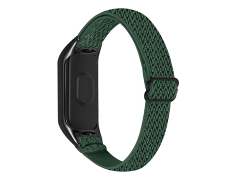Correa de nailon elásticos trenzados elásticos ajustables con lazo con marco negro para Xiaomi Mi Band 5/6 - verde intenso