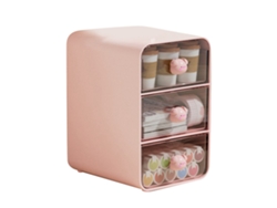 Caja Organizadora De Cosméticos Con Cajón Para Escritorio, Organizador De Maquillaje Pequeño De Plástico Rosa