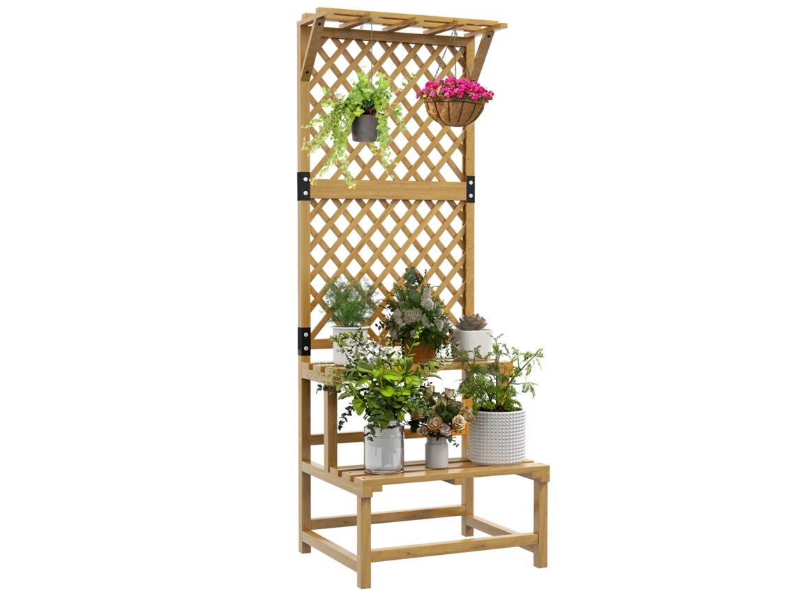 Soporte De Madera Para Pérgola De Jardín De Dos Niveles, Terraza O Patio (natural)