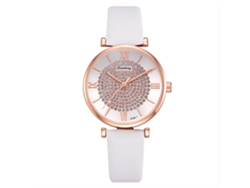 Reloj De Pulsera Unisex De Moda, Sencillo, Correa De Pu, Esfera Analógica De Cuarzo, Blanco.