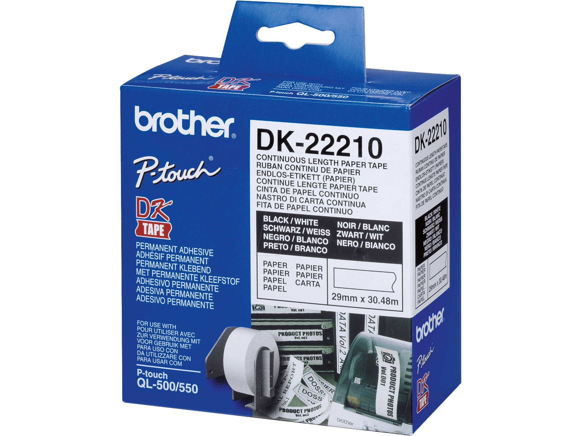 Consumible Original Brother DK22210 Cinta continua de papel térmico (blanca)