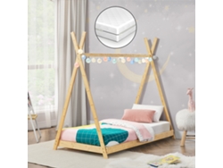 Colchón Cama Infantil Max 200 Kg [ES.CASA] Vimpeli (168 x 87 x 150 cm - Bambú - Marrón)