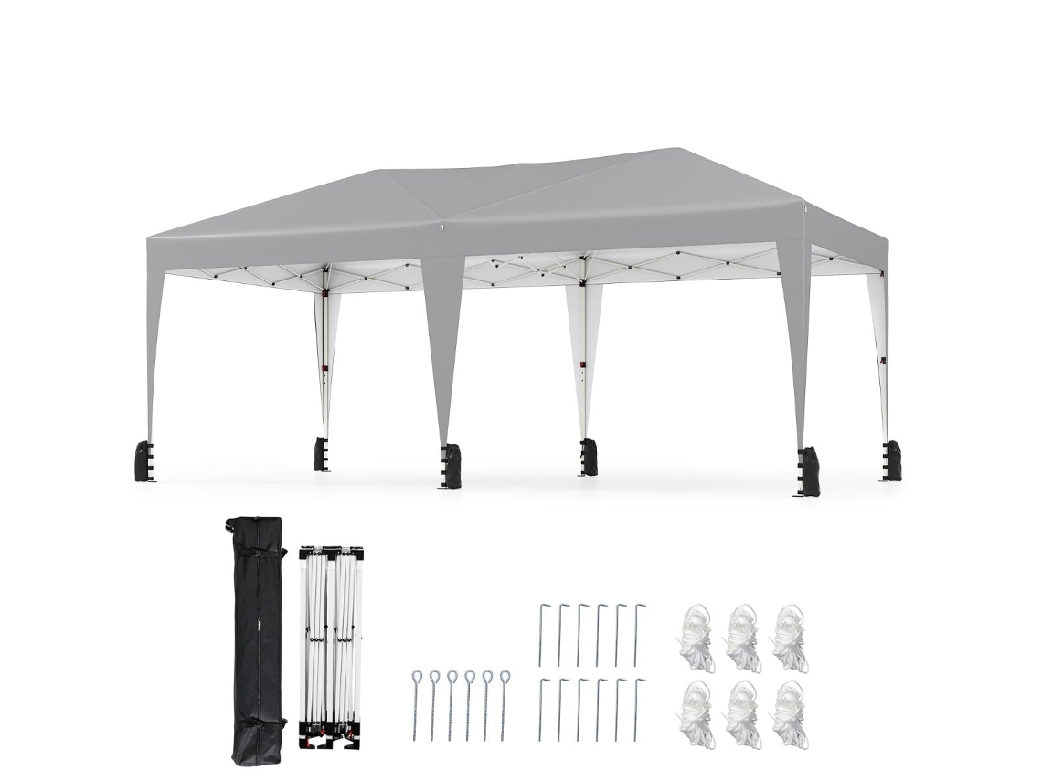 Pabellón plegable - 3x6m Gris, Protección UV, Altura ajustable