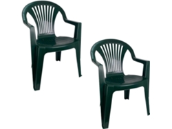Set de Sillas plasticas para Terraza, Jardín, Patio, Playa, Camping, apilables (2X Verde) COSHANO