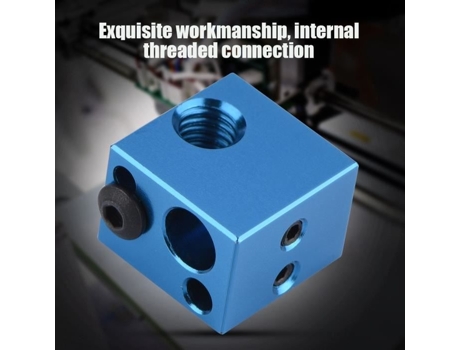 HURRISE Impresora 3D Bloque calefactor Accesorios para impresora 3D Bloque calefactor de aluminio Impresora de computadora Azul