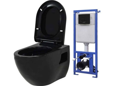 Inodoro VIDAXL de Pared con Cisterna Oculta Cerámica Negro