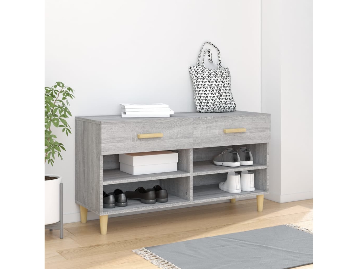 Mueble Zapatero | Armario Zapatero Madera Contrachapada Gris Sonoma 102x35x55 Cm