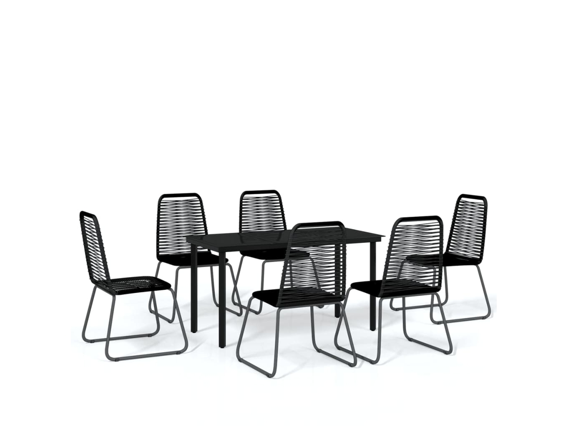 Maison Exclusive - Juego De Comedor Para Jardín 7 Piezas Negro