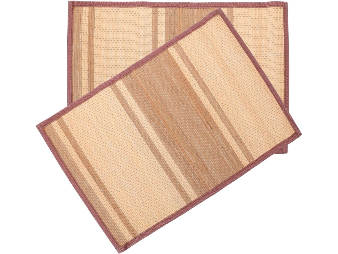Juego De 2 Manteles Individuales Rectangulares De Bambú, Resistentes Al Calor Y Antideslizantes.
