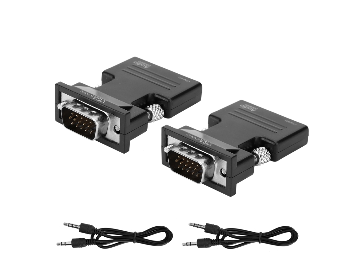 2 Convertidores Hdmi A Vga 1080p Con Adaptador De Audio Y Cable Para Computadora
