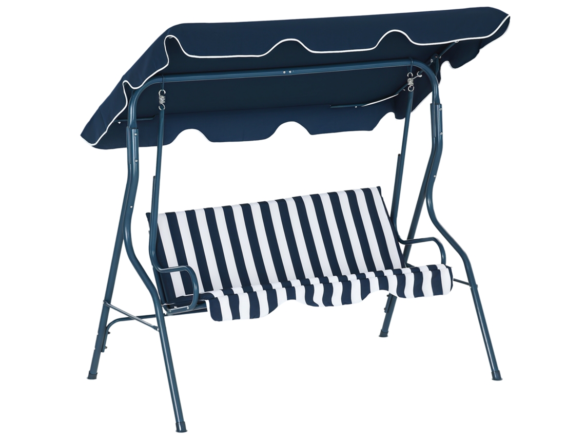 Silla Colgante De Exterior Con Funda Ajustable, De Acero Impermeable, 170x110x153 Cm, Azul.
