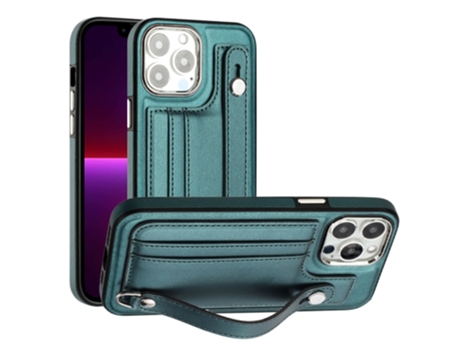 Funda Mobile Phone Cases Shockproof With Wrist para iPhone 13 Pro Max Piel Marrón