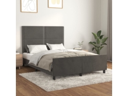 Estructura De Cama Sin Colchón Terciopelo Gris Oscuro 140x190cm