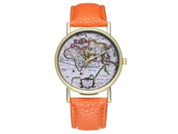 Elegante Reloj De Pulsera Analógico De Cuarzo Redondo Unisex Moderno Y Elegante, Color Naranja.