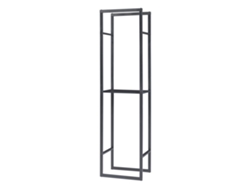 Soporte para leña Ulvila de 2 niveles acero y aglomerado 170 x 45 x 30 cm - Negro, grano de madera [EN.CASA]