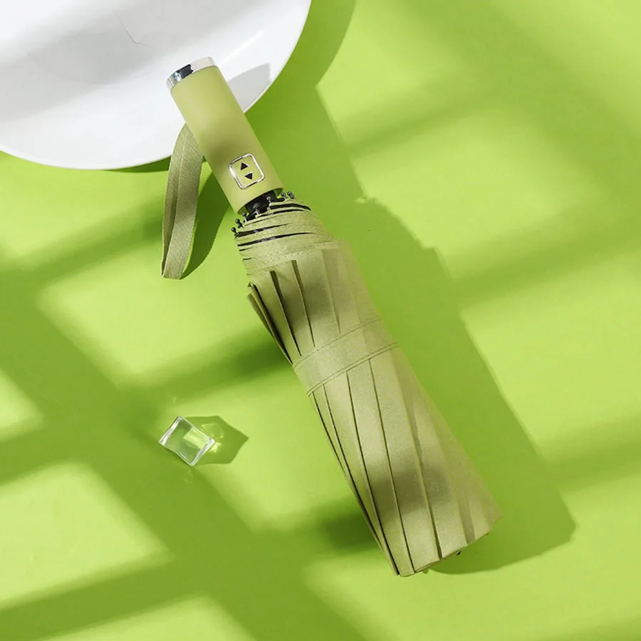 (verde, 10k) Elegante Paraguas Automático: Protección Uv, Resistente Al Viento, Apto Para Sol Y Lluvia.