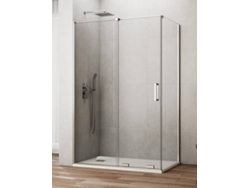 Mampara de ducha Cirene (Kenna) 1+1 con panel lateral fijo de 110x75 cm y barra paralela cromada.