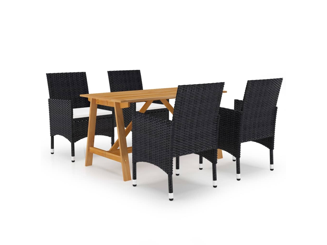 Juego de comedor de jardín negro de 2 piezas Dkd Home Decor