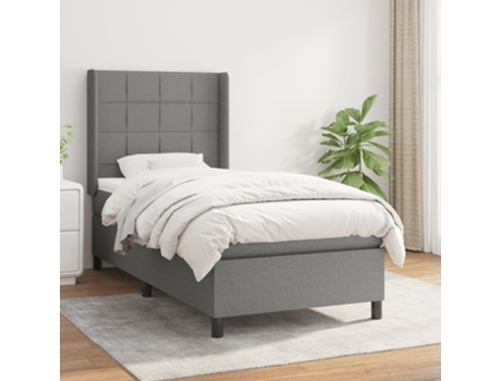 vidaXL Cama con somier y colchón 90x190 cm tela gris oscuro