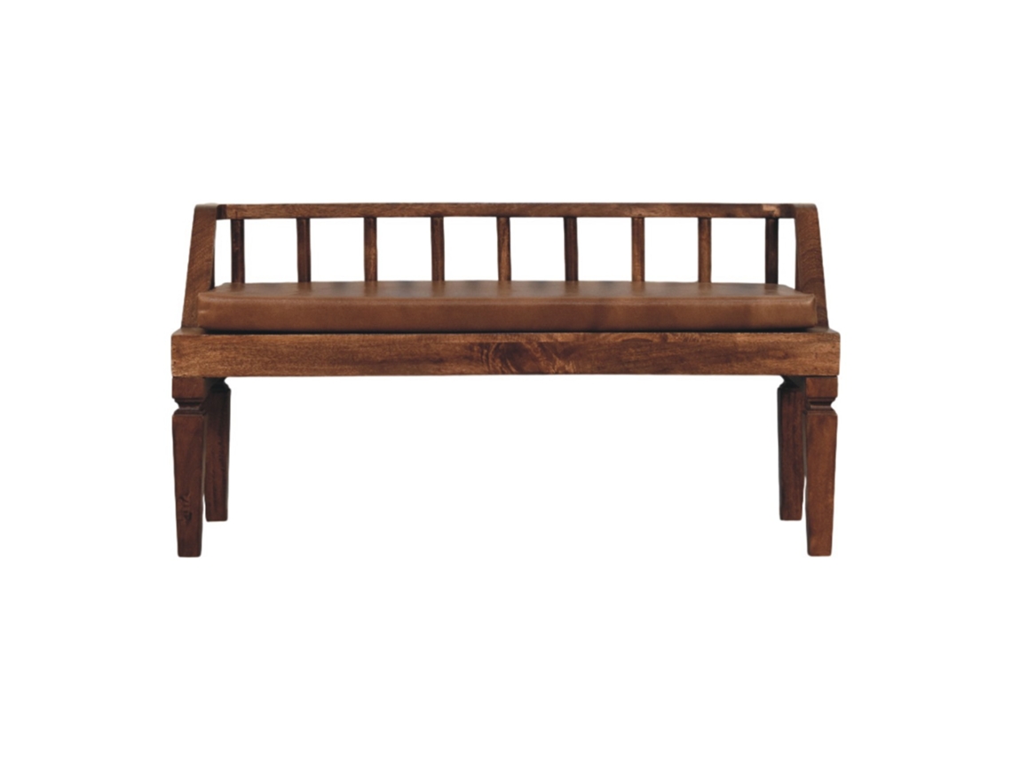 Banco De Madera Maciza Bordeaux De Cuero