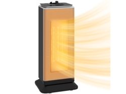 Calefactor eléctrico cerámico PTC de 2000 W con 3 modos, termostato ajustable, oscilación de 55°, para 15 m², 18 x 14 x 40,5 cm, negro.