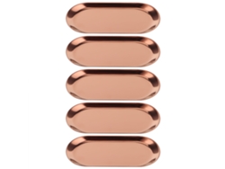 5 Piezas Bandeja De Acero Inoxidable Ovalada Para Toallas Joyería Organizador Platos Almacenaje Oro Rosa