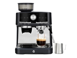 Cafetera espresso, bomba de 20 bares, molinillo con 30 ajustes, color negro.