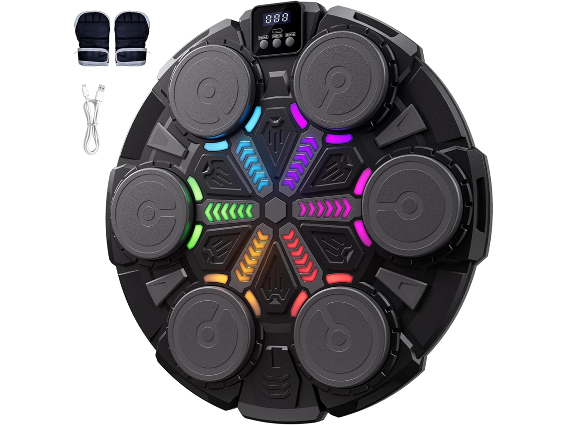 Máquina de Boxeo Musical Negra, Equipo de Boxeo de Pared con Pantalla LED e Iluminación Ajustable para Niños - Digitallab