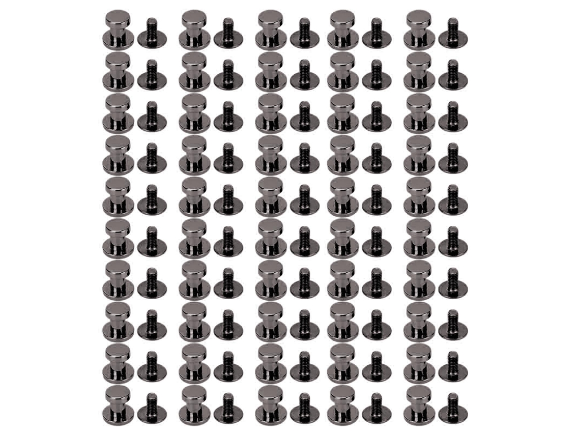 50 Juegos De Remaches Metálicos De 6,5 Mm Con Tornillos Para Bolsos Y Zapatos, Color Plata Y Negro.
