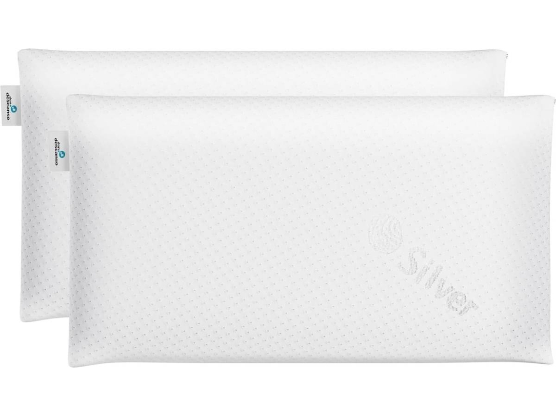 Almohada Viscoelástica x2 75cm Nalui Delia con Doble Funda (Firmeza Media) Blanco