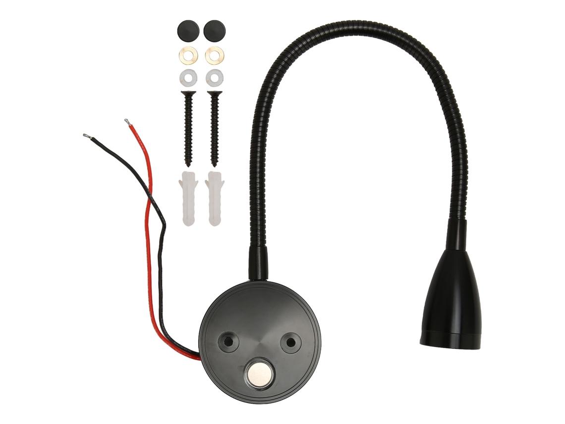 Lámpara De Lectura Led De Pared Con Control Táctil, 3 Temperaturas Ajustables Para Caravanas/embarcaciones, 12-24 V, Negra.