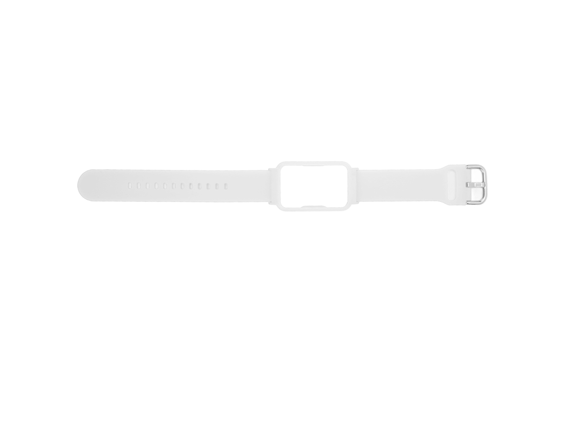 Pulsera De Silicona Ajustable, Ligera E Impermeable De 20 Mm Con Estuche Para Oppo Free Watch, Color Blanco + Tapa Blanca.