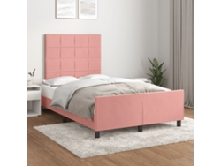 Estructura De Cama Sin Colchón Terciopelo Rosa 120x190 Cm