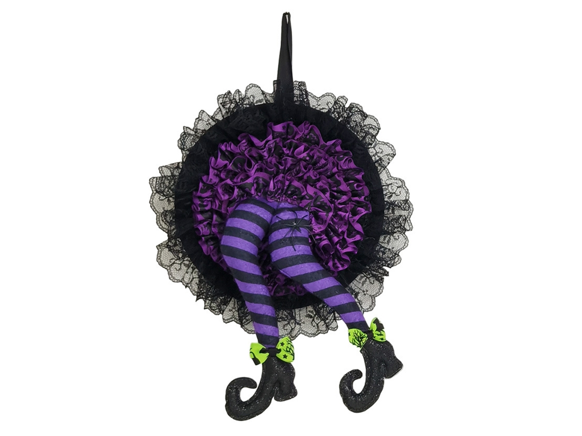 Corona De Halloween Con Piernas De Bruja, Decoración Para La Puerta Principal, Adornos Para Fiestas, 40 Cm