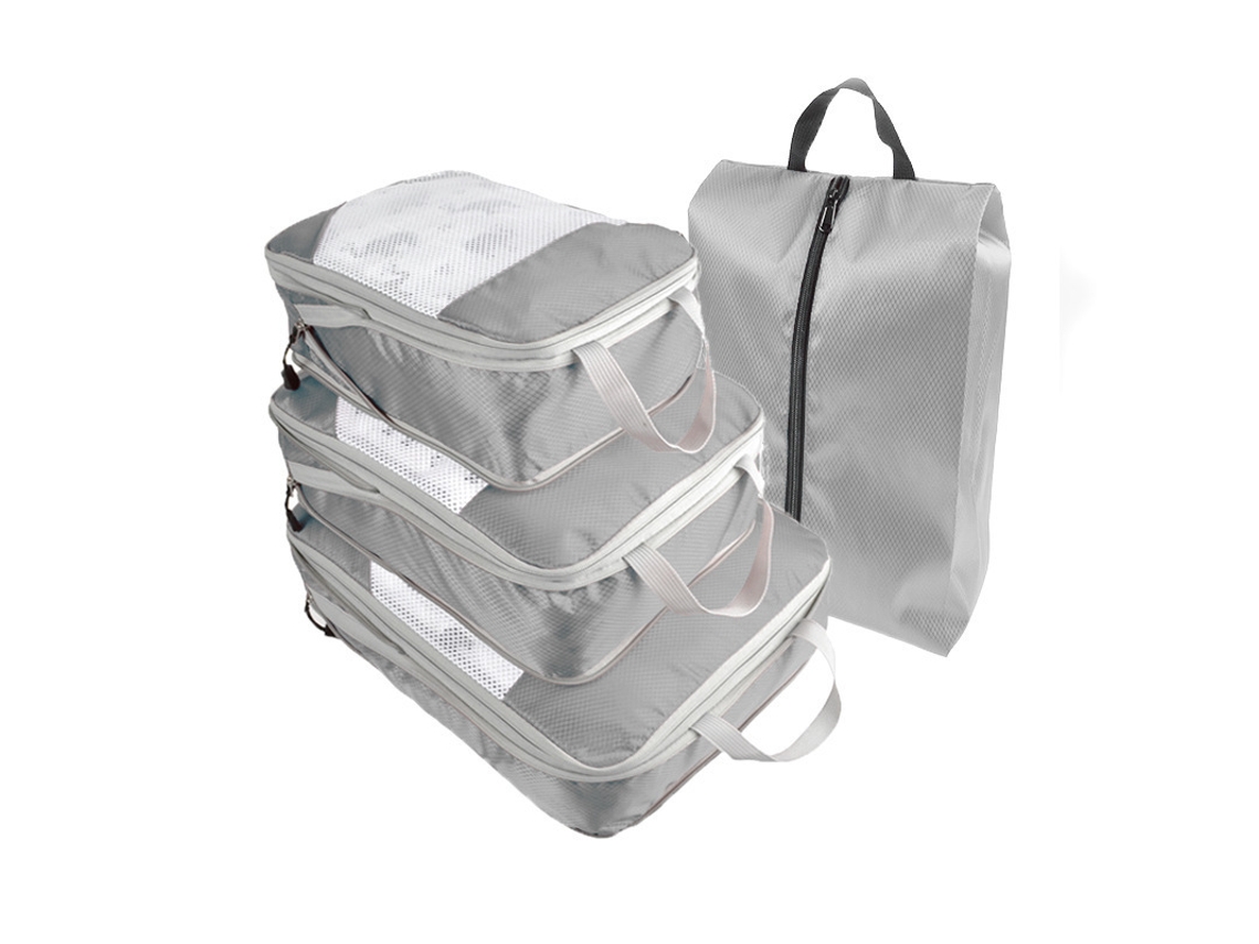 Juego De 4 Piezas, Organizadores De Equipaje De Viaje De Malla Expandible Para Ropa, Ropa Interior CHRUI Grey