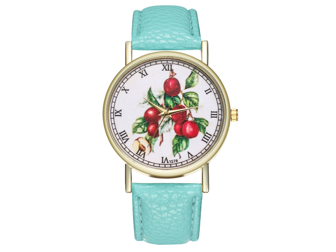 Reloj De Pulsera Analógico De Cuarzo Unisex Zhoulianfa Con Estampado De Ciruelas Y Esfera Redonda.