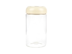 Recipiente de cocina Cofan con tapa hermética | Vidrio de borosilicato | Tapa beige | Capacidad de 1 litro | Cierre a presión
