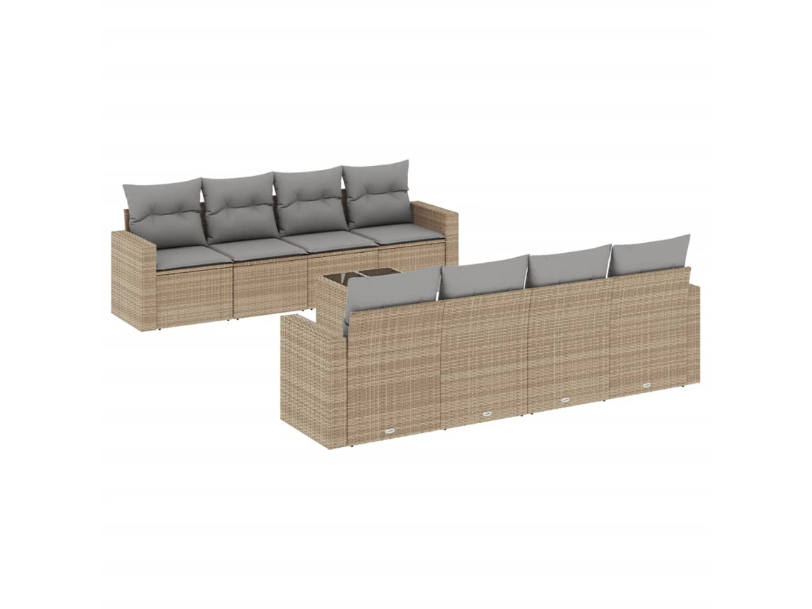 Maison Exclusive - Set De Sofás De Jardín 9 Pzas Con Cojines Ratán Sintético Beige