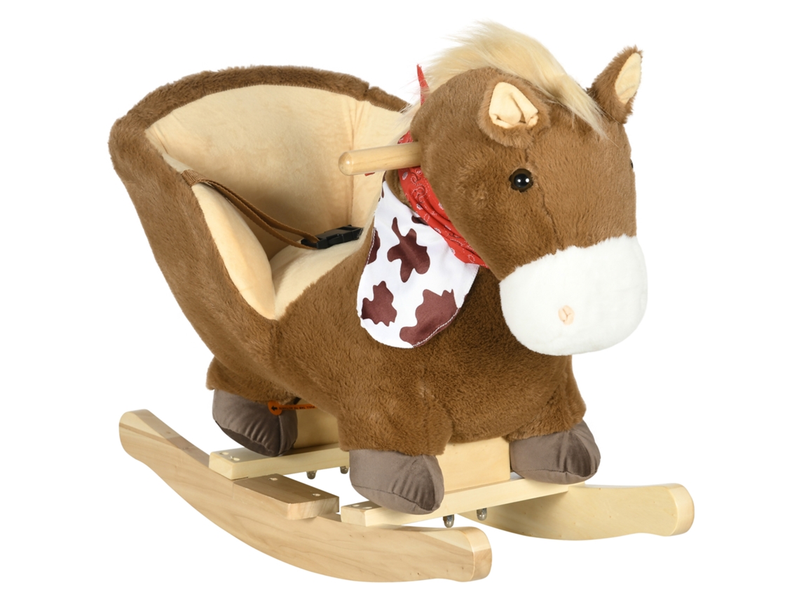 Cavalo Brinquedo Som Animais Cinto Guidão Carga 40kg Café 60x33x50