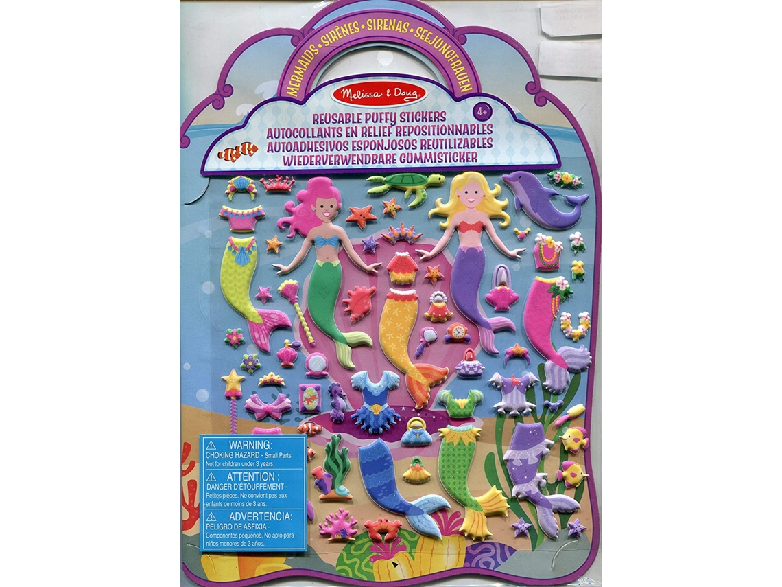 Jogo de Mesa MELISSA & DOUG Puffy Sticker Play Set: Mermaid (3 Anos)
