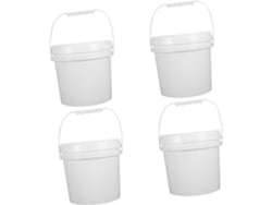 Conjunto De 4 Baldes Para Armazenamento De Alimentos Com Tampa E Alça.