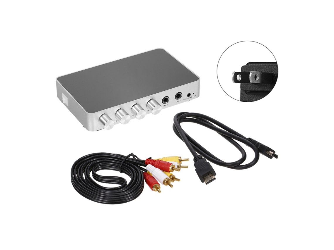 Km200 Mezclador De Sonido Para Karaoke Sistema De Eco De Audio Estéreo Digital Portátil Hdmi 4k/2k Con Doble Micrófono
