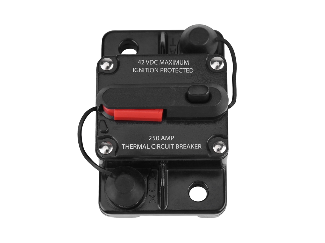 Disyuntor De Reinicio Manual Para Audio Automotriz De 12v-42v 250a Con Protección Contra Sobrecarga Y Cortocircuito.