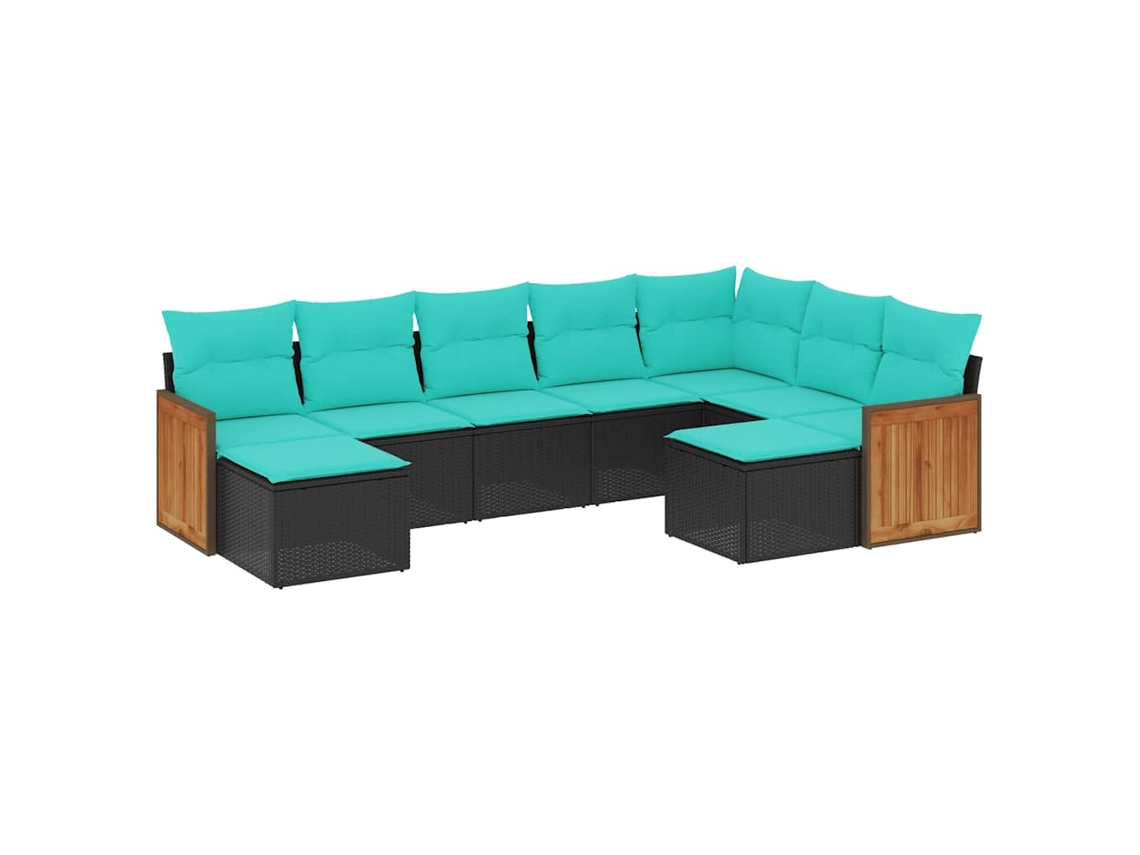 Maison Exclusive - Conjunto De Sofá De Jardín De 9 Piezas Con Cojines, De Poliratán Negro