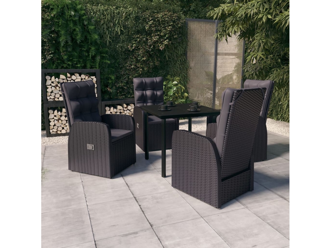 Conjunto de comedor de jardín DKD Home Decor con cojines negros